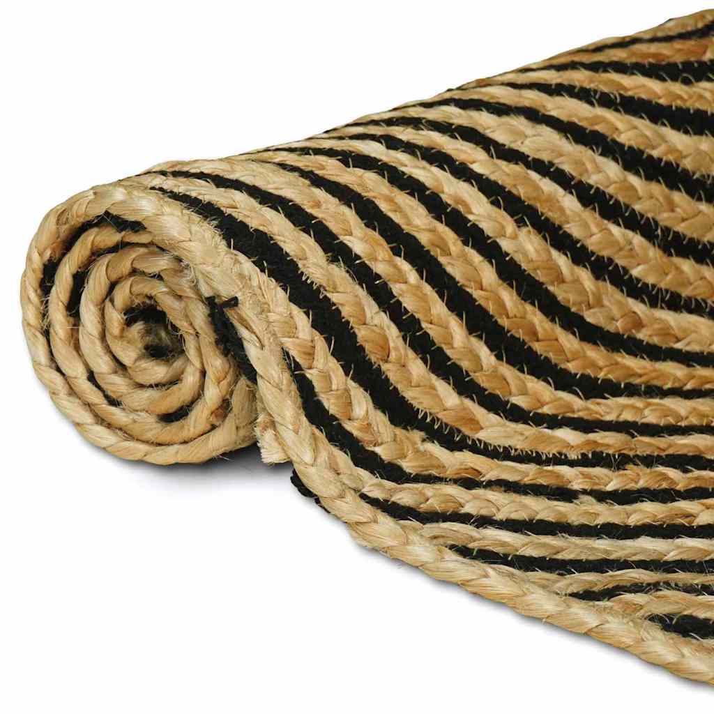 Covor Natural si Negru 120 x 170 cm Iuta - imagine 4