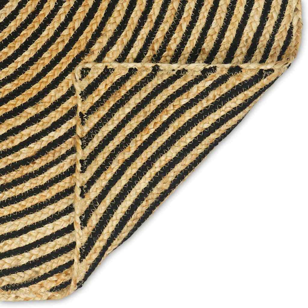 Covor Natural si Negru 120 x 170 cm Iuta - imagine 7