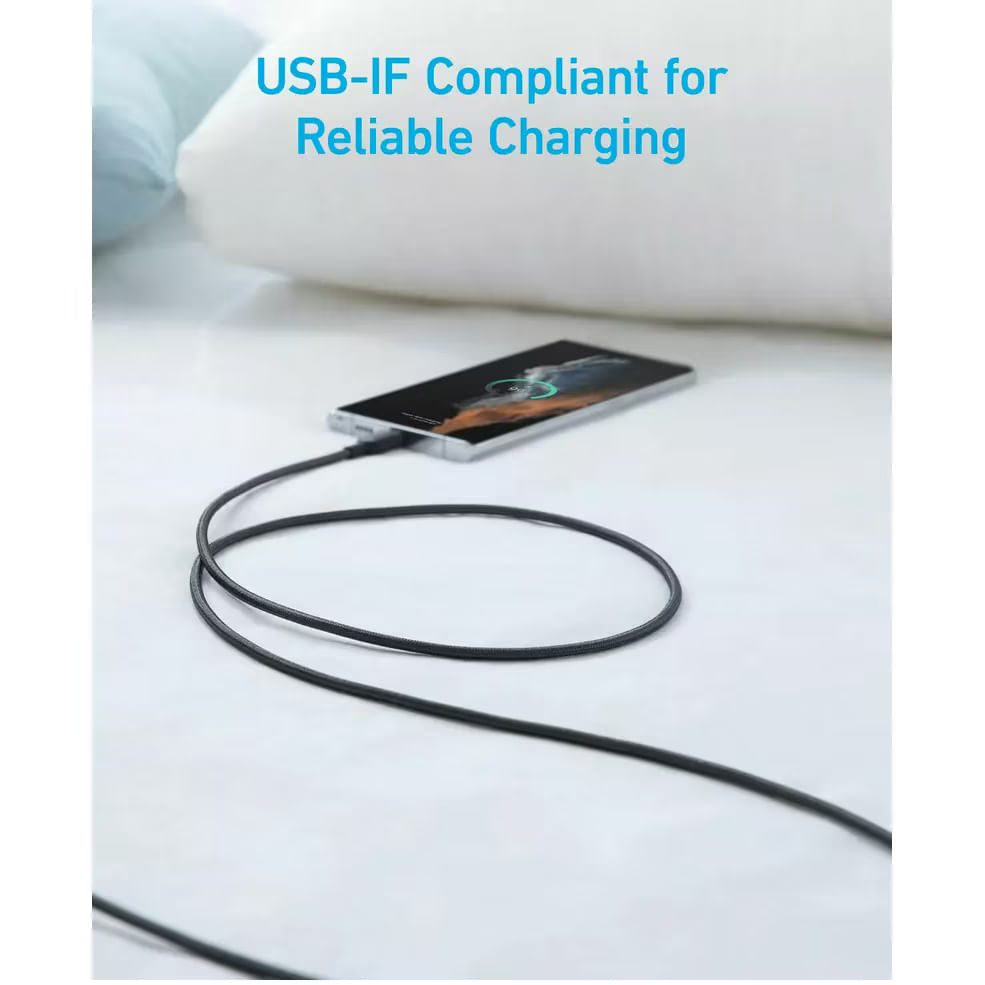 Cablu Date/Alimentare Anker, USB-A/Type-C, 1.8m, 480 Mbps, Nylon, Negru, "A81H6G11"