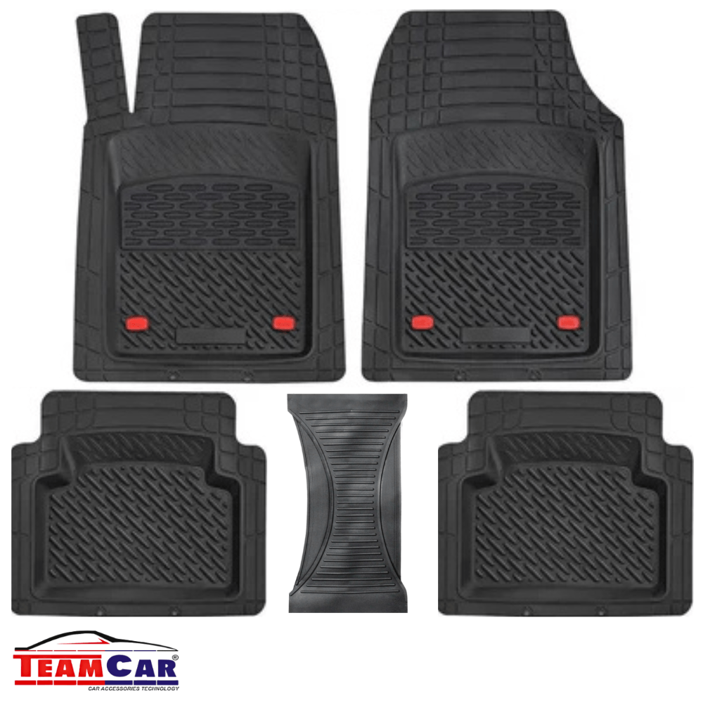 Covorase Auto Universale TEAMCAR® , Set 5 Piese, Tavita Adancime 3 cm, Compatibil Hatchback, Sedan, SUV
