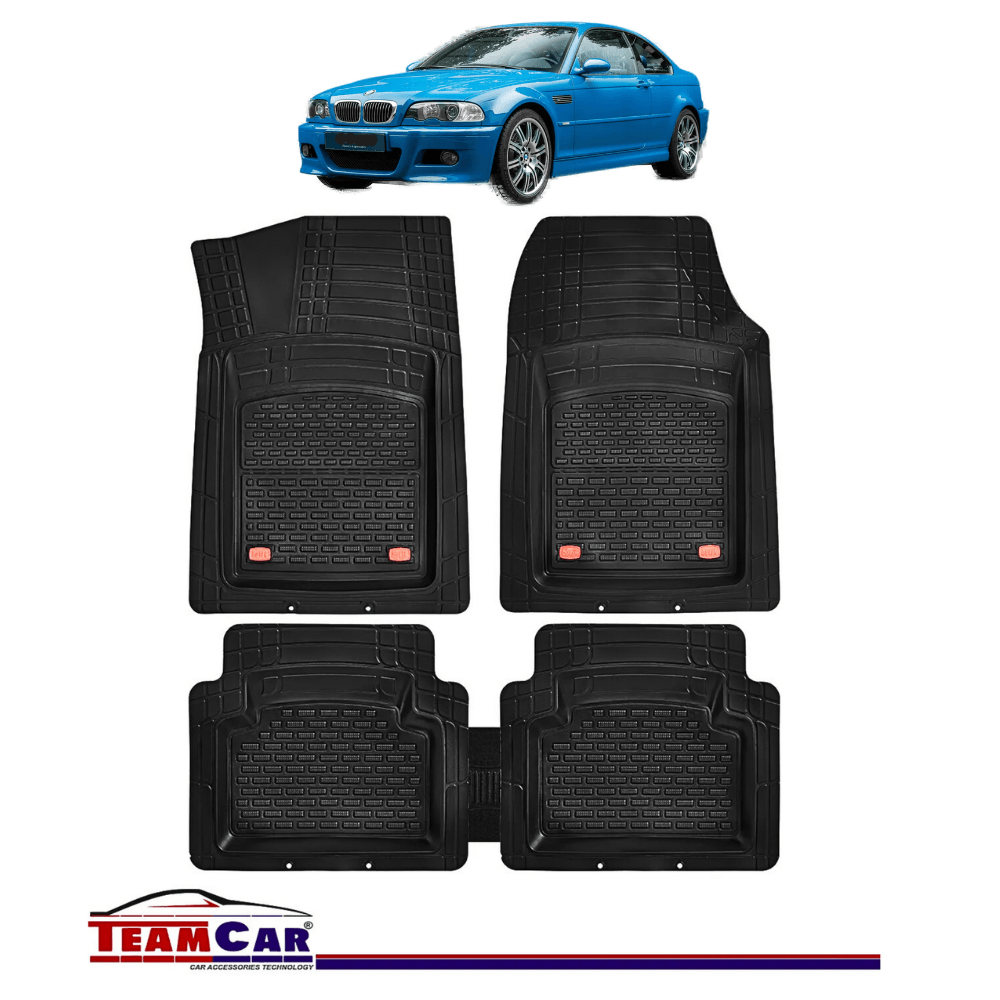 Covorase Auto TEAMCAR® Tip Tavita pentru BMW Seria 3 E46 1998-2006, Compatibile Universal, Negru, Set Complet Fata-Spate