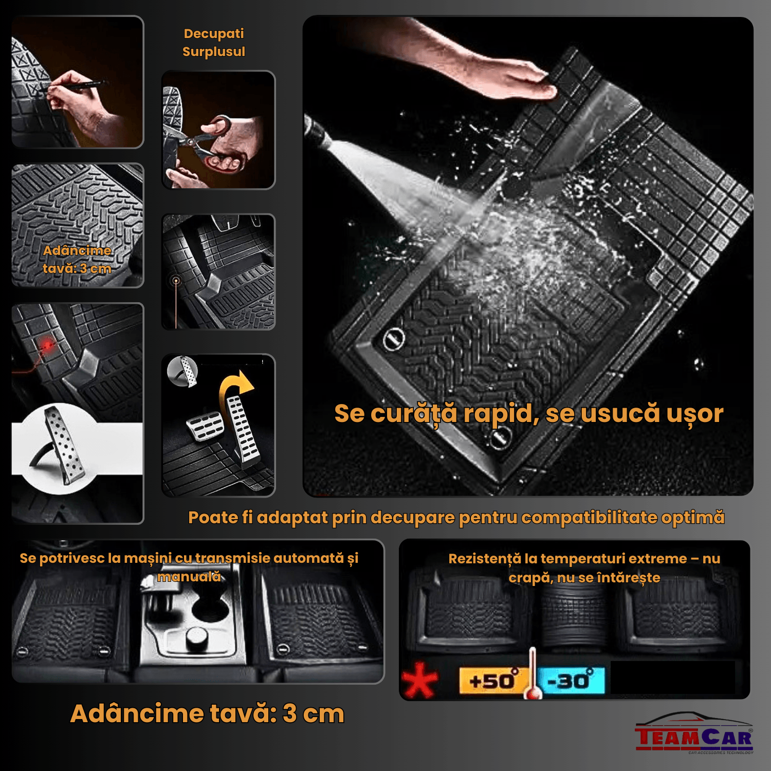 BMW Seria 5 E60 Covorase Auto TEAMCAR® Tip Tavita pentru 2003-2010, Compatibile Universal, Blue - imagine 2