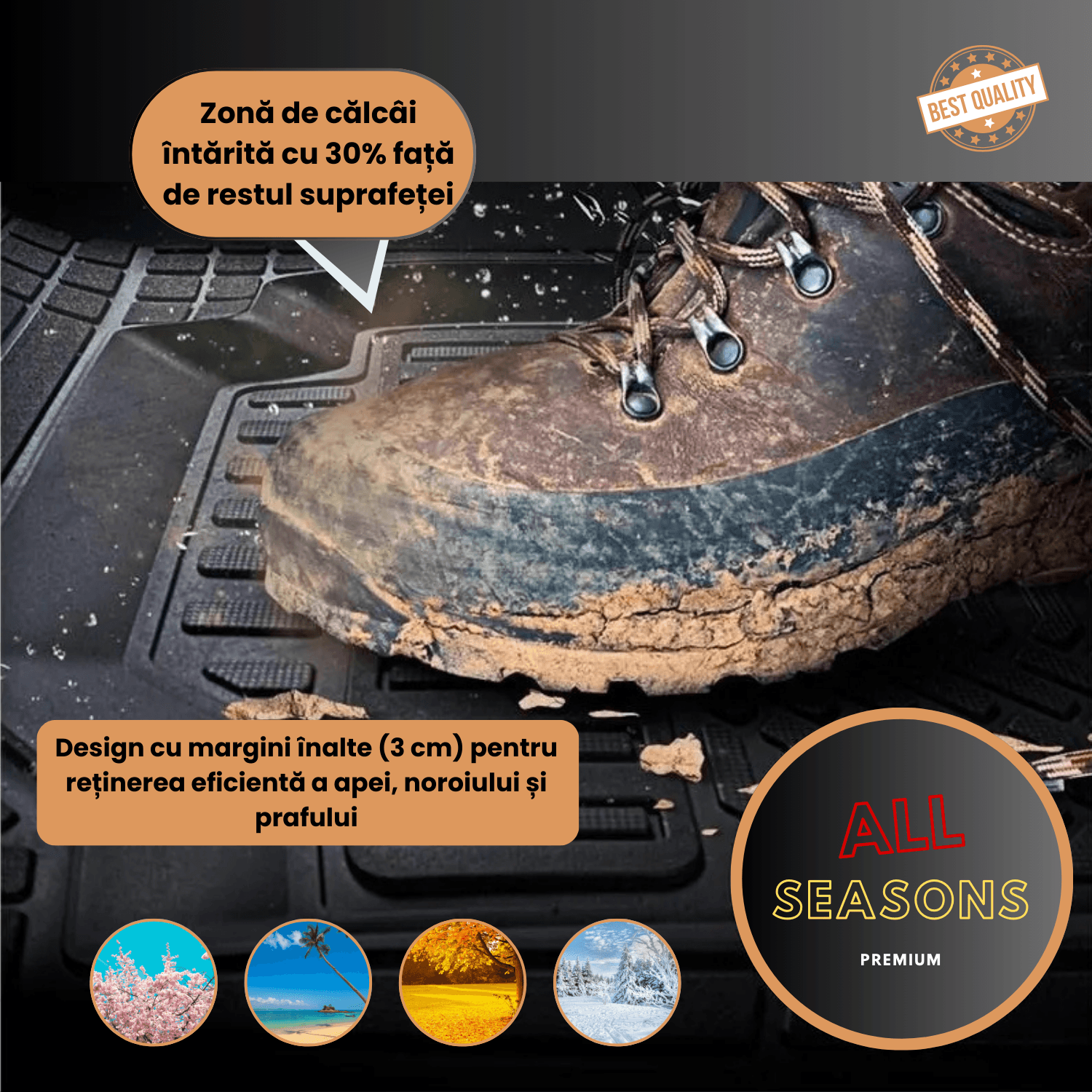 BMW Seria 5 E60 Covorase Auto TEAMCAR® Tip Tavita pentru 2003-2010, Compatibile Universal, Blue - imagine 7