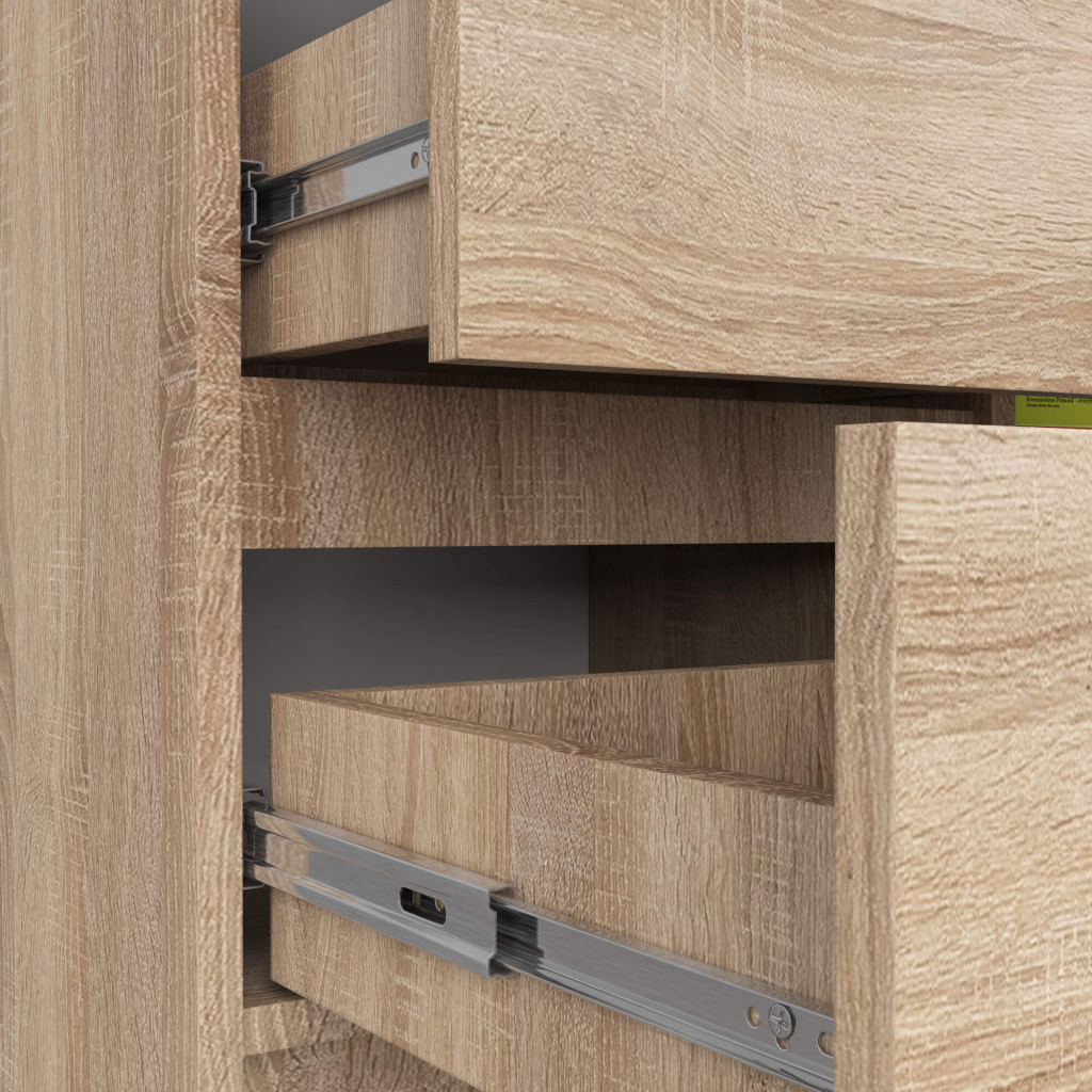 Comoda JERRY cu 3 sertare si dulap cu rafturi, PAL laminat, 80x35x77 cm, stejar sonoma — imaginea 5