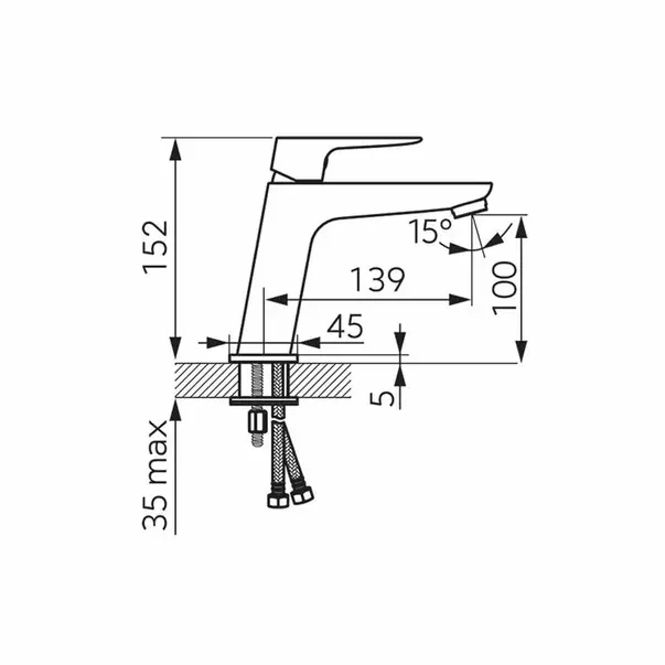 Baterie lavoar Ferro Vitto Verdeline monocomanda negru mat — imaginea 2