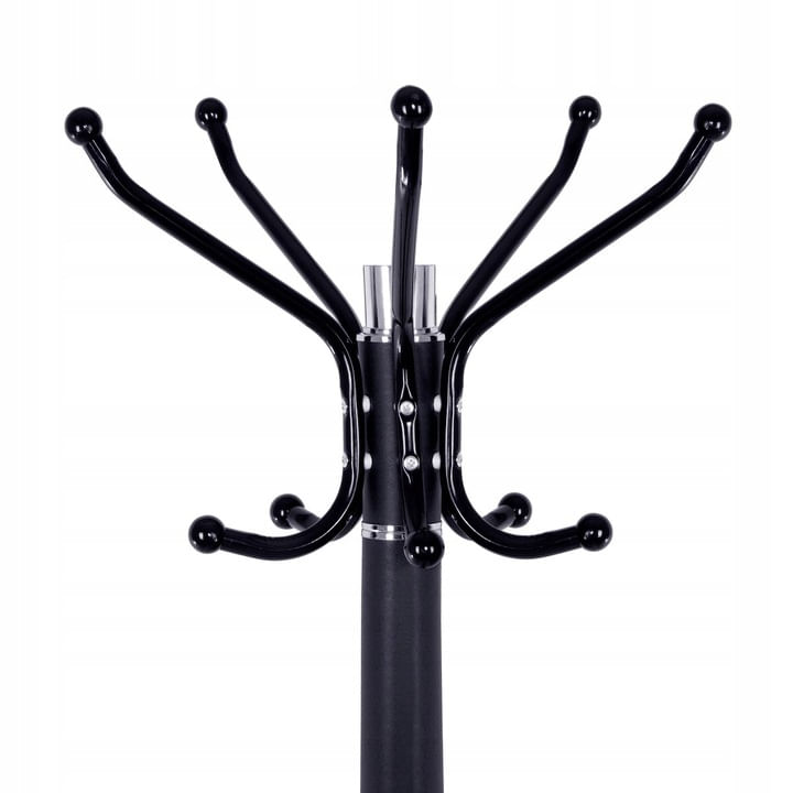 Cuier tip pom din metal cu baza de marmura, 14 agatatoare, 176cm, negru — imaginea 6