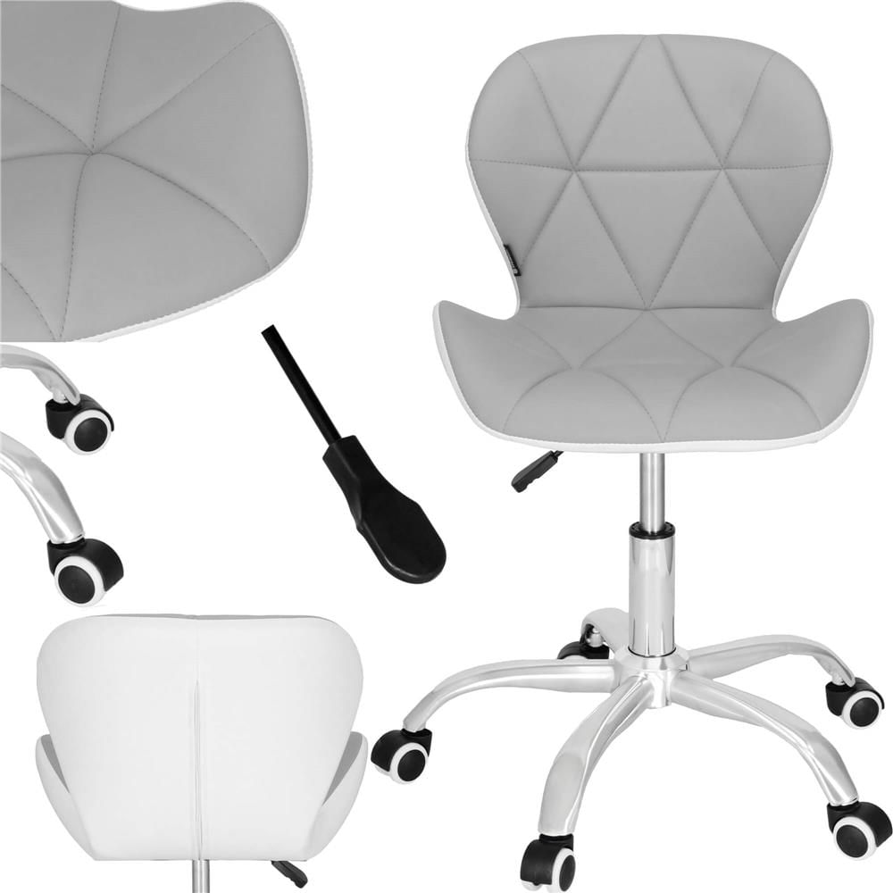 Scaun de birou ergonomic, tapitat cu piele ecologica, 120kg, alb gri — imaginea 3