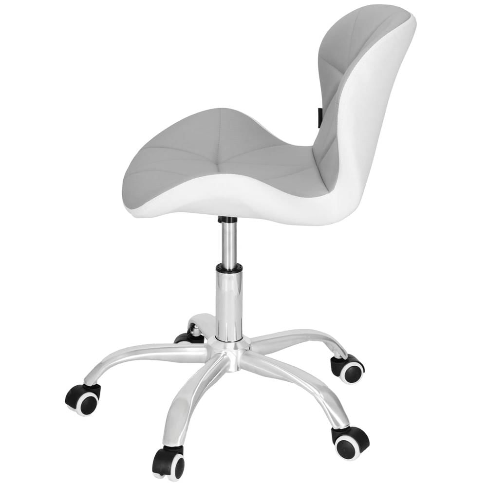 Scaun de birou ergonomic, tapitat cu piele ecologica, 120kg, alb gri — imaginea 4