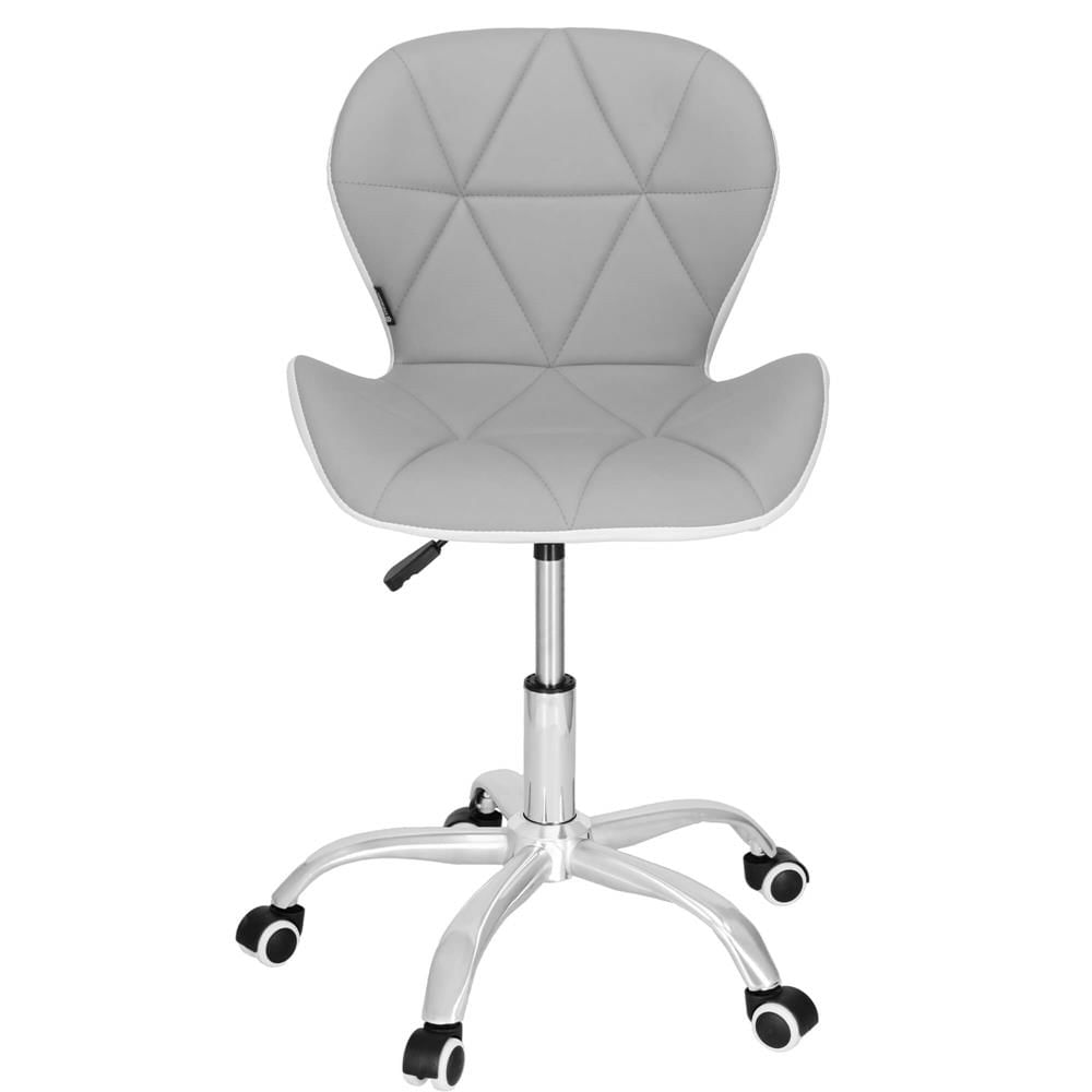 Scaun de birou ergonomic, tapitat cu piele ecologica, 120kg, alb gri — imaginea 5