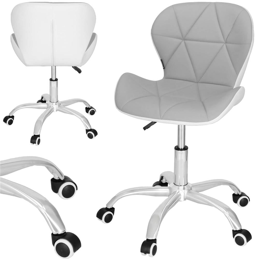 Scaun de birou ergonomic, tapitat cu piele ecologica, 120kg, alb gri — imaginea 10