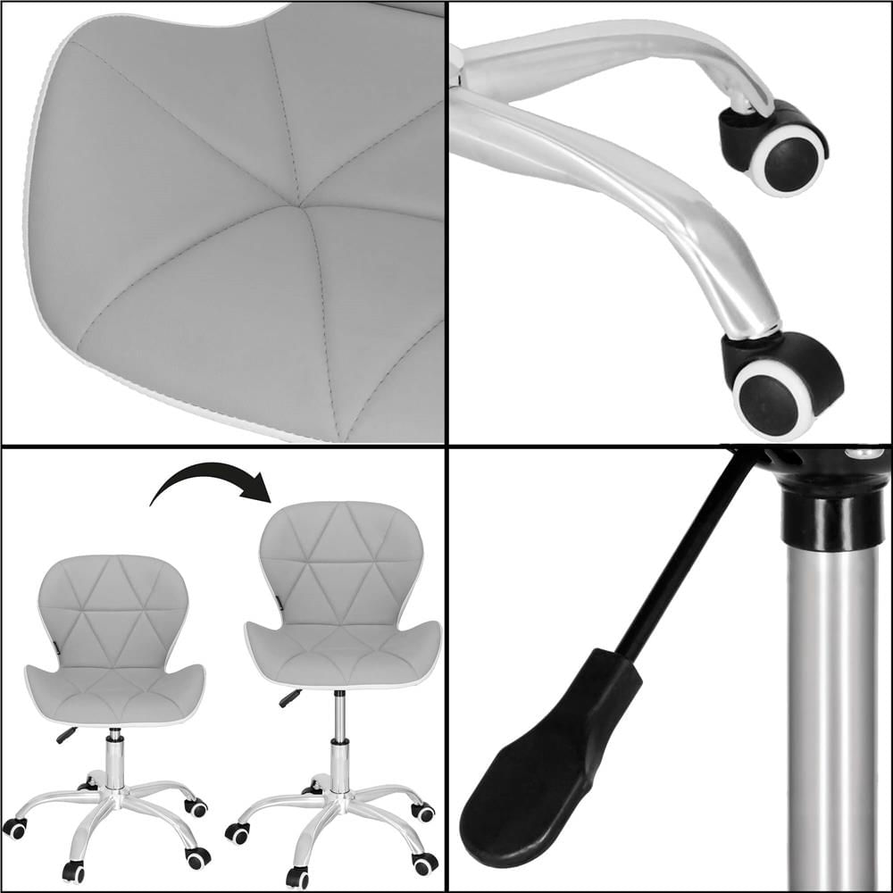 Scaun de birou ergonomic, tapitat cu piele ecologica, 120kg, alb gri — imaginea 14