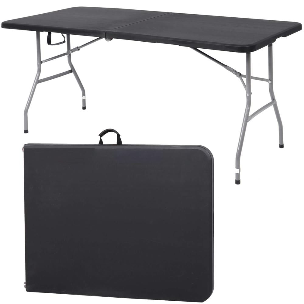 Masa dreptunghiulara pliabila multifunctionala, 180x75x75cm, neagra — imaginea 3