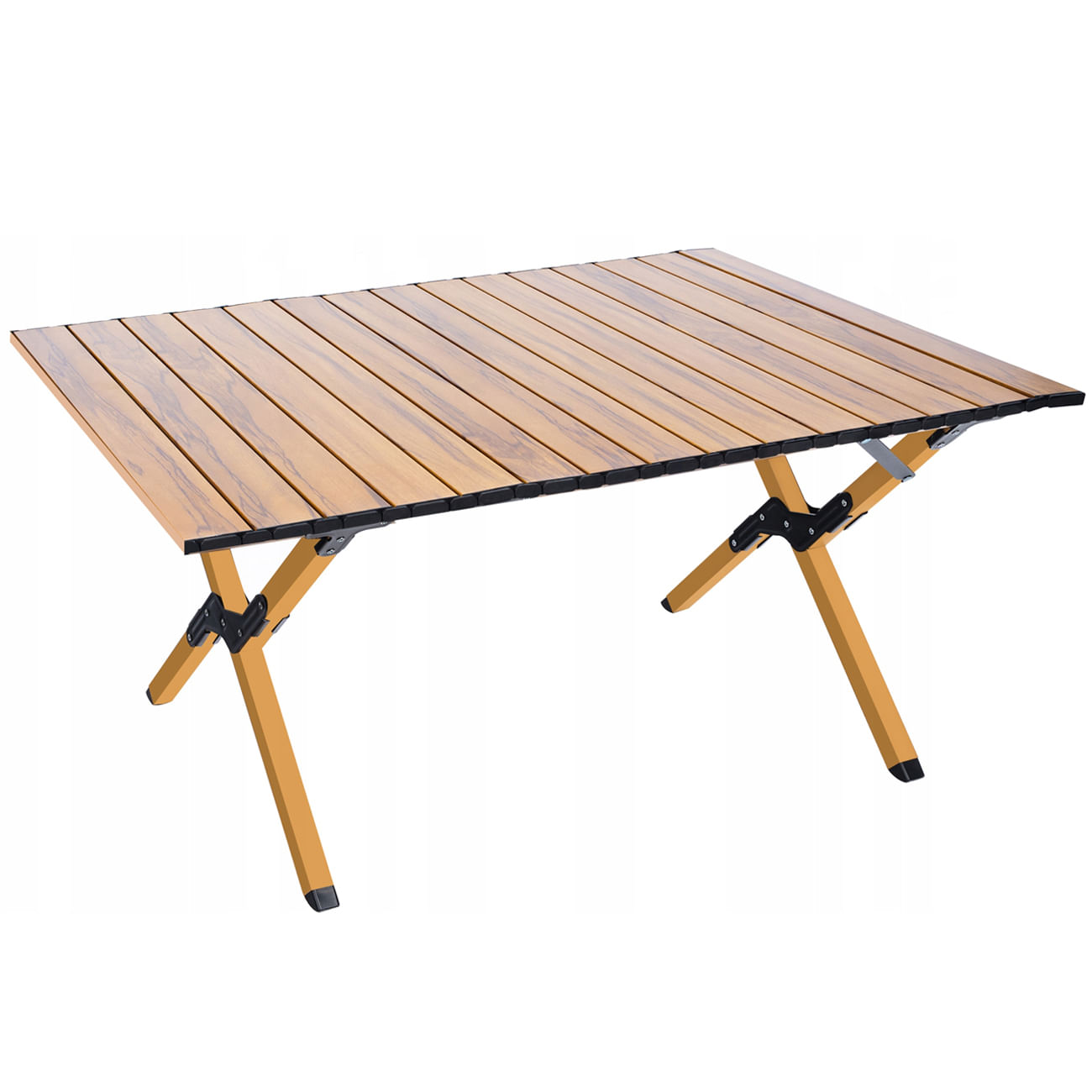 Masa pentru camping cu sistem de pliere rapida, cadru metalic, 90x60x44cm, maro — imaginea 2
