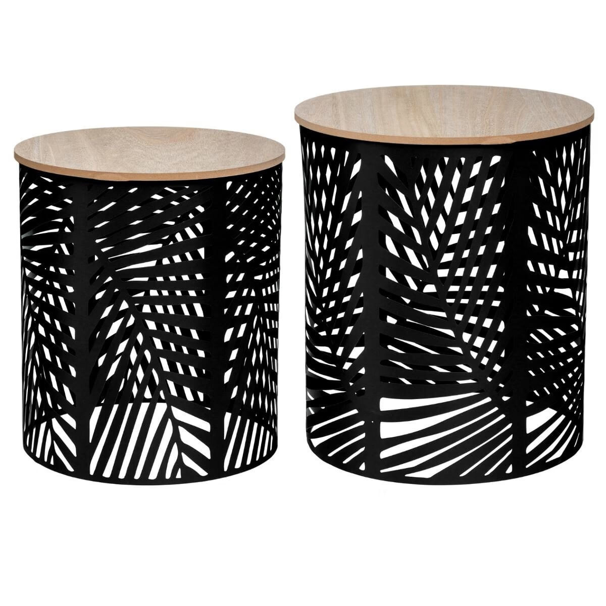 Set 2 masute cafea Atmosphera Akira, 39x45 cm si 35x40 cm, structura metalica, negru — imaginea 2