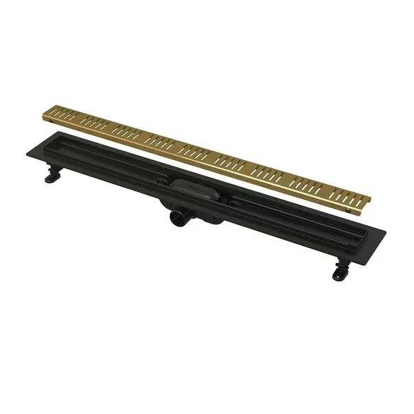 Set rigola cu capac auriu periat Alca APZ10BLACK-BRASS 65 cm