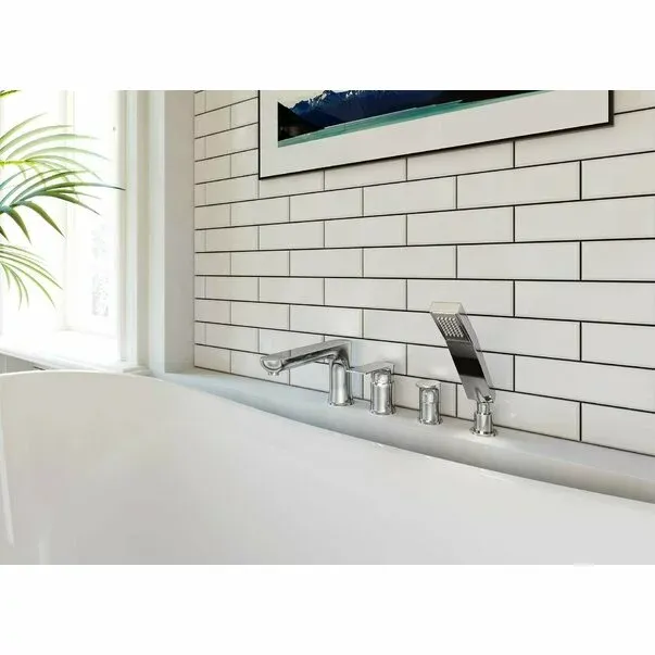 Baterie cada - dus cu 4 piese Ferro Square crom — imaginea 3