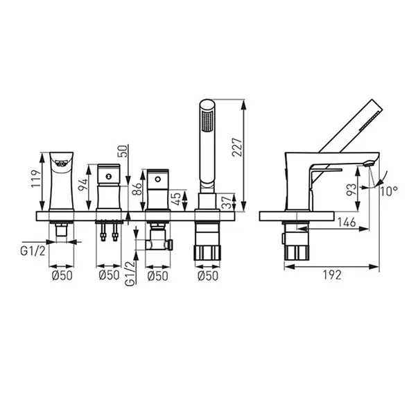 Baterie cada Ferro Algeo 4 piese — imaginea 2