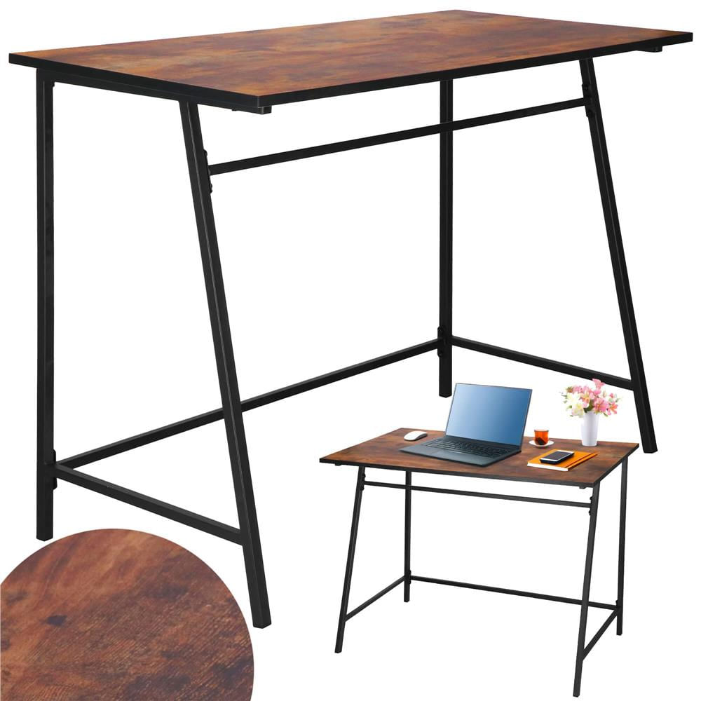 Birou tip masa laterala, cu cadru din otel, 50x100x76 cm, industrial, maro — imaginea 7