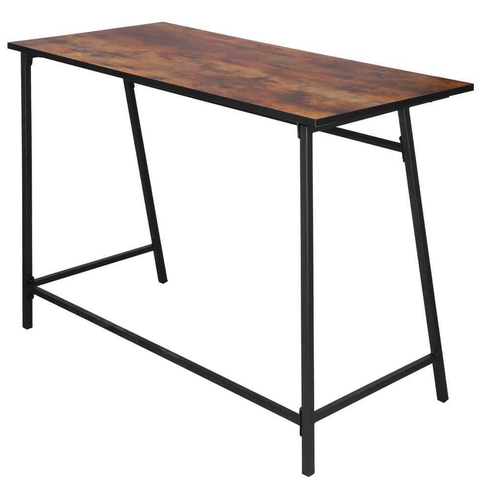 Birou tip masa laterala, cu cadru din otel, 50x100x76 cm, industrial, maro — imaginea 8