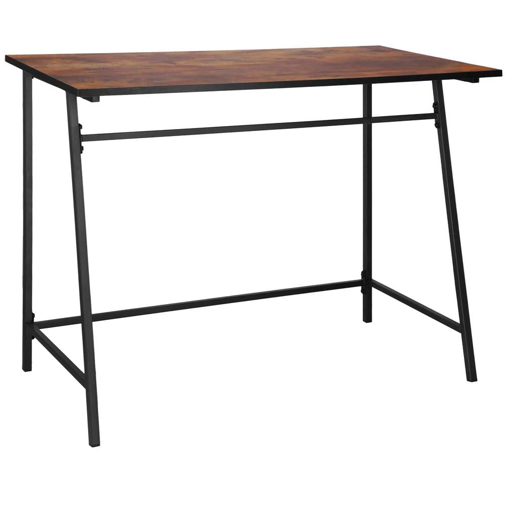 Birou tip masa laterala, cu cadru din otel, 50x100x76 cm, industrial, maro — imaginea 9