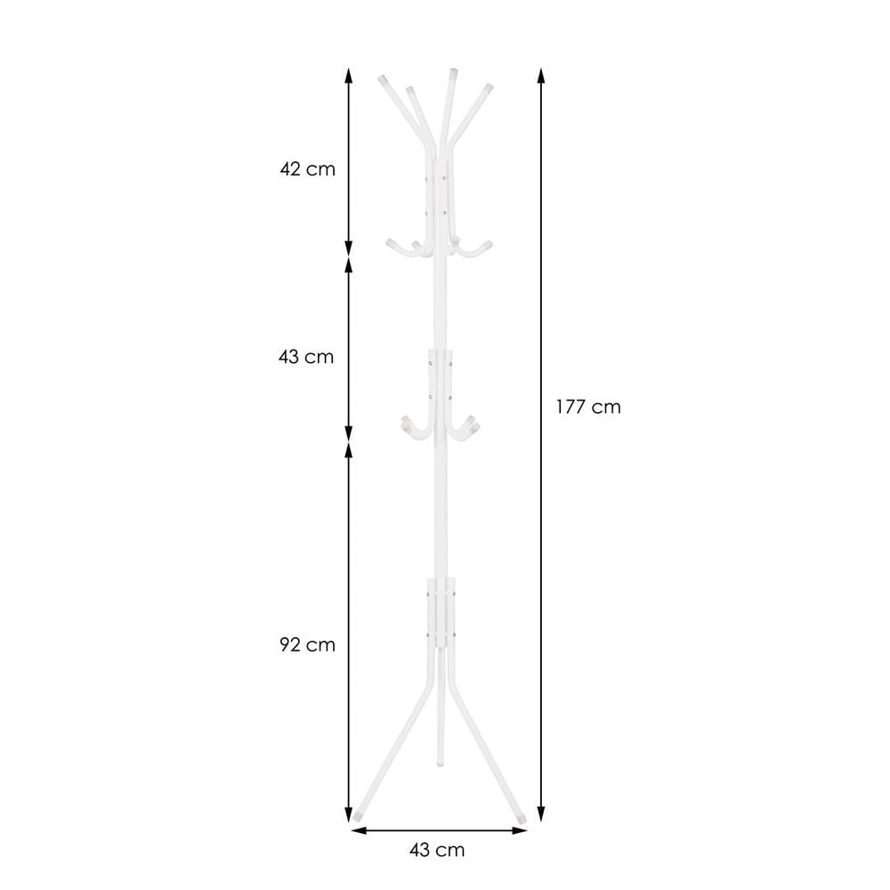 Cuier tip pom metalic Sersimo, 12 agatatoare, 177cm, alb — imaginea 2