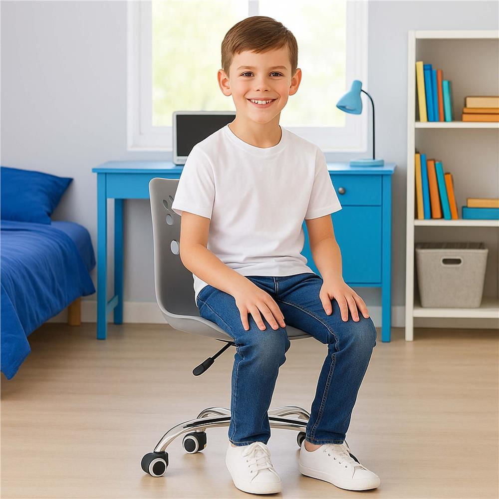 Scaun birou ergonomic, cu sezut din spuma, reglabil pe inaltime, maxim 120 kg, 90x49x48 cm, gri — imaginea 13