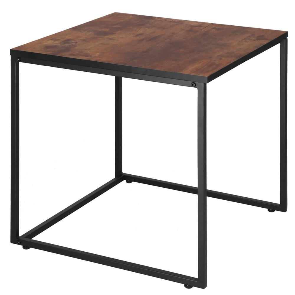 Set 2 mese pentru cafea, cadru otel, stil industrial, 50x50x52 cm si 45x45x47 cm, maro — imaginea 7