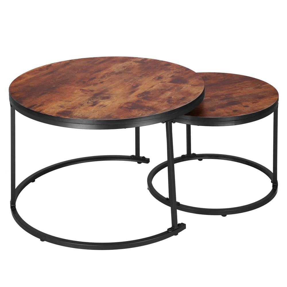 Set 2 mese pentru cafea suprapozabile, cadru otel, 70x70x47 cm si 50x50x40 cm, maro — imaginea 6