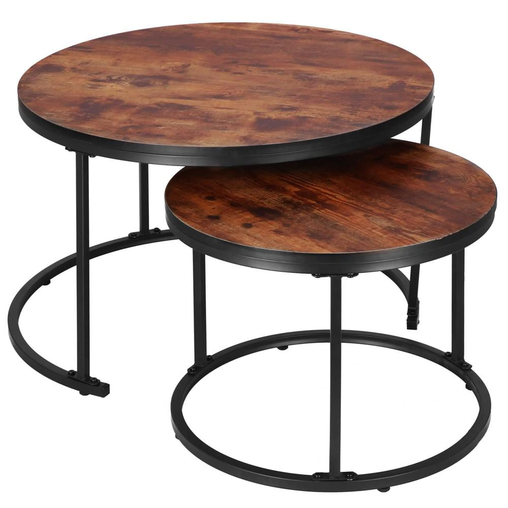 Set 2 mese pentru cafea suprapozabile, cadru otel, 70x70x47 cm si 50x50x40 cm, maro — imaginea 10
