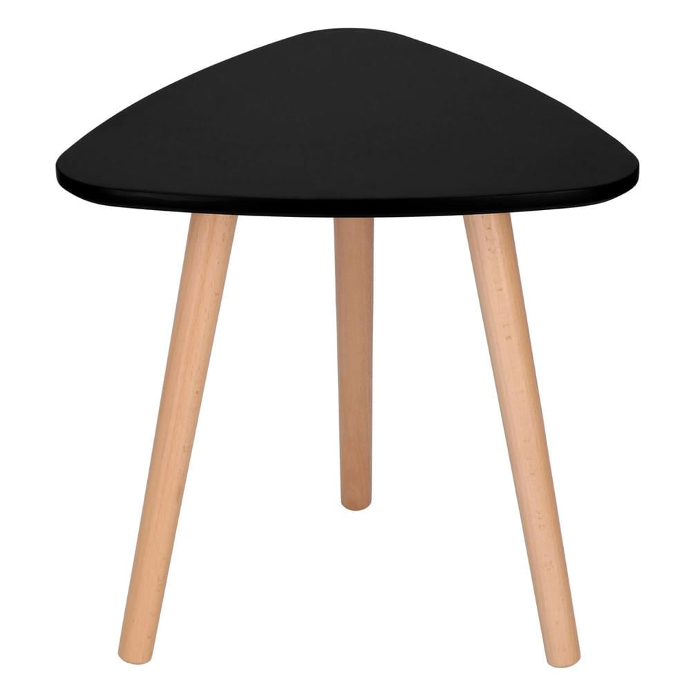 Set 2 mese de cafea, ovale, 54x45 cm si 41x40 cm, Blat MDF, Picioare lemn, Negru — imaginea 7