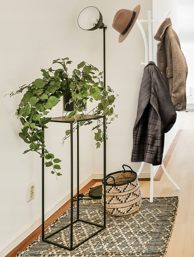 Cuier hol metalic 170 cm, design minimalist, alb — imaginea 2