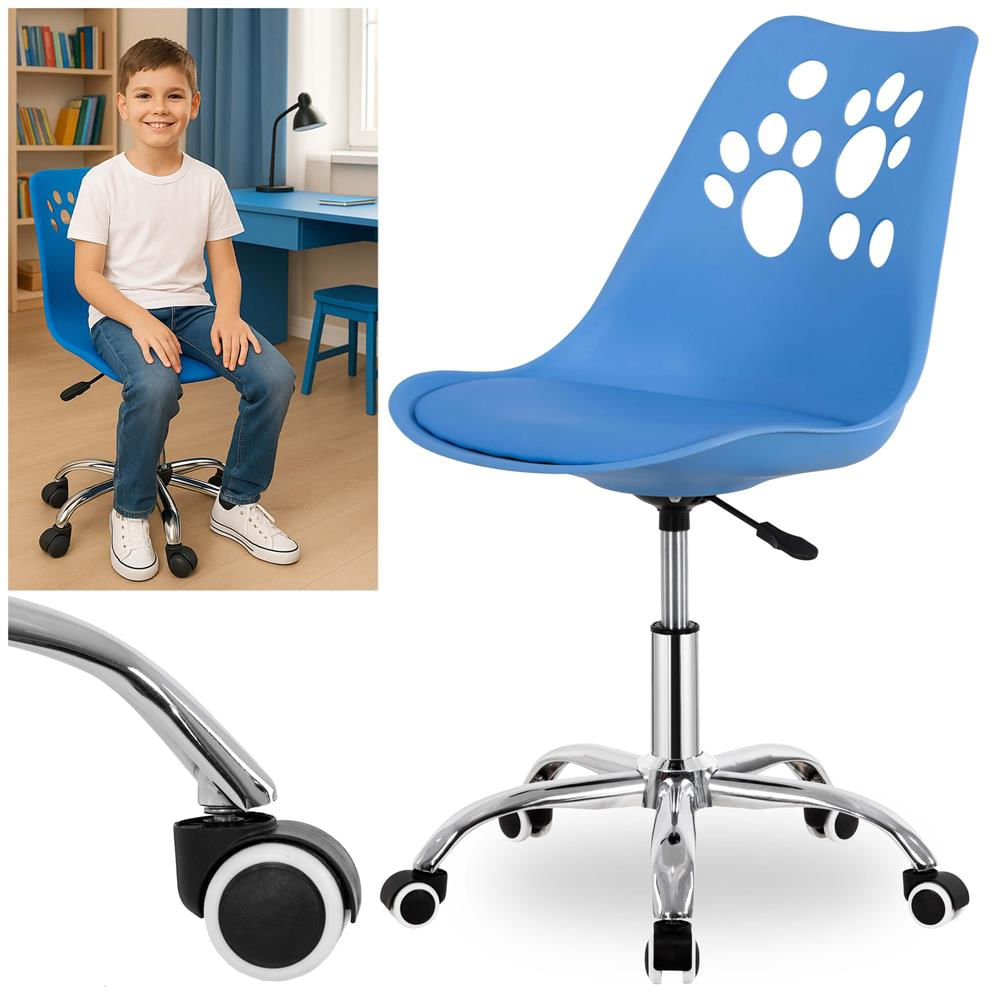 Scaun birou ergonomic, cu sezut din spuma, reglabil pe inaltime, maxim 120 kg, 90x49x48 cm, albastru — imaginea 6