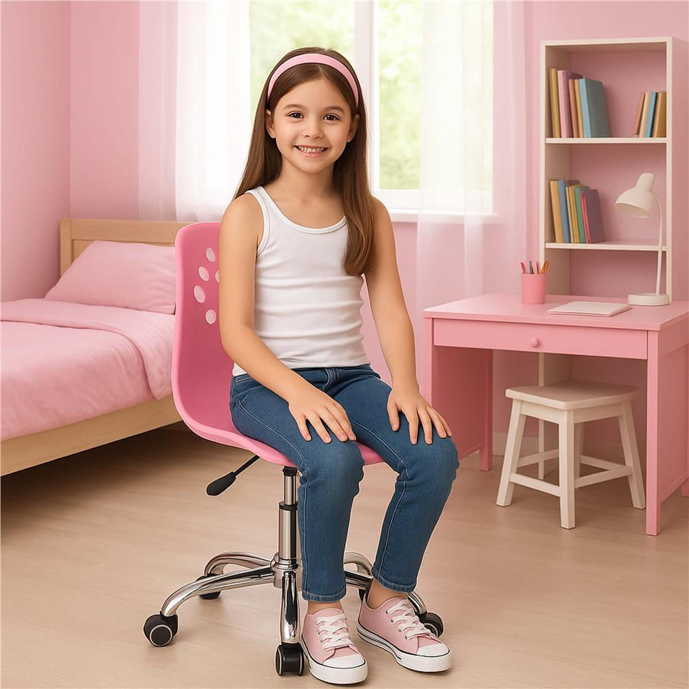 Scaun birou ergonomic, cu sezut din spuma, reglabil pe inaltime, maxim 120 kg, 90x49x48 cm, roz — imaginea 4