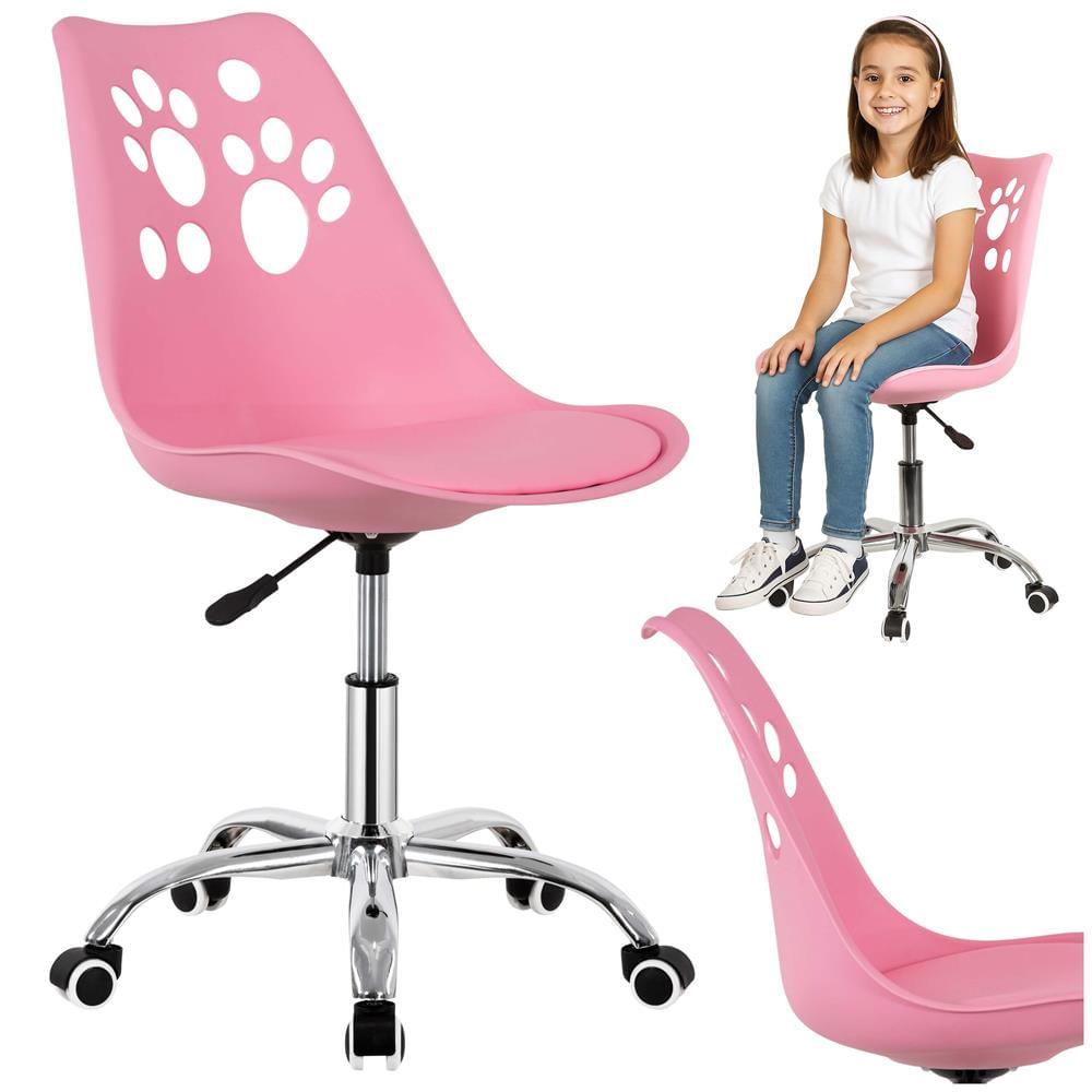 Scaun birou ergonomic, cu sezut din spuma, reglabil pe inaltime, maxim 120 kg, 90x49x48 cm, roz — imaginea 5