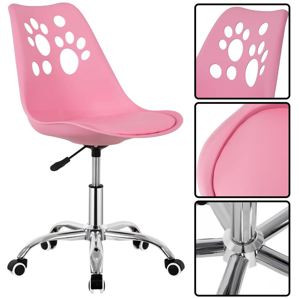 Scaun birou ergonomic, cu sezut din spuma, reglabil pe inaltime, maxim 120 kg, 90x49x48 cm, roz — imaginea 7
