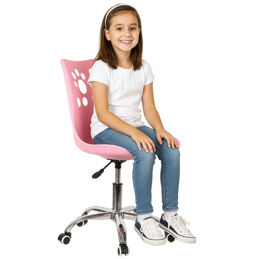 Scaun birou ergonomic, cu sezut din spuma, reglabil pe inaltime, maxim 120 kg, 90x49x48 cm, roz — imaginea 10