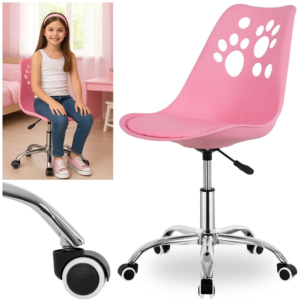 Scaun birou ergonomic, cu sezut din spuma, reglabil pe inaltime, maxim 120 kg, 90x49x48 cm, roz — imaginea 14