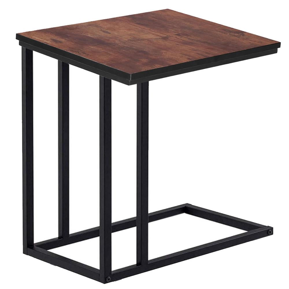 Masuta de cafea, cu cadru de otel si roti, industrial, 35x50x66 cm, maro wenge — imaginea 2