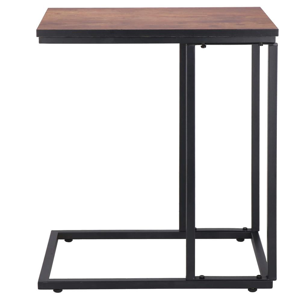 Masuta de cafea, cu cadru de otel si roti, industrial, 35x50x66 cm, maro wenge — imaginea 7