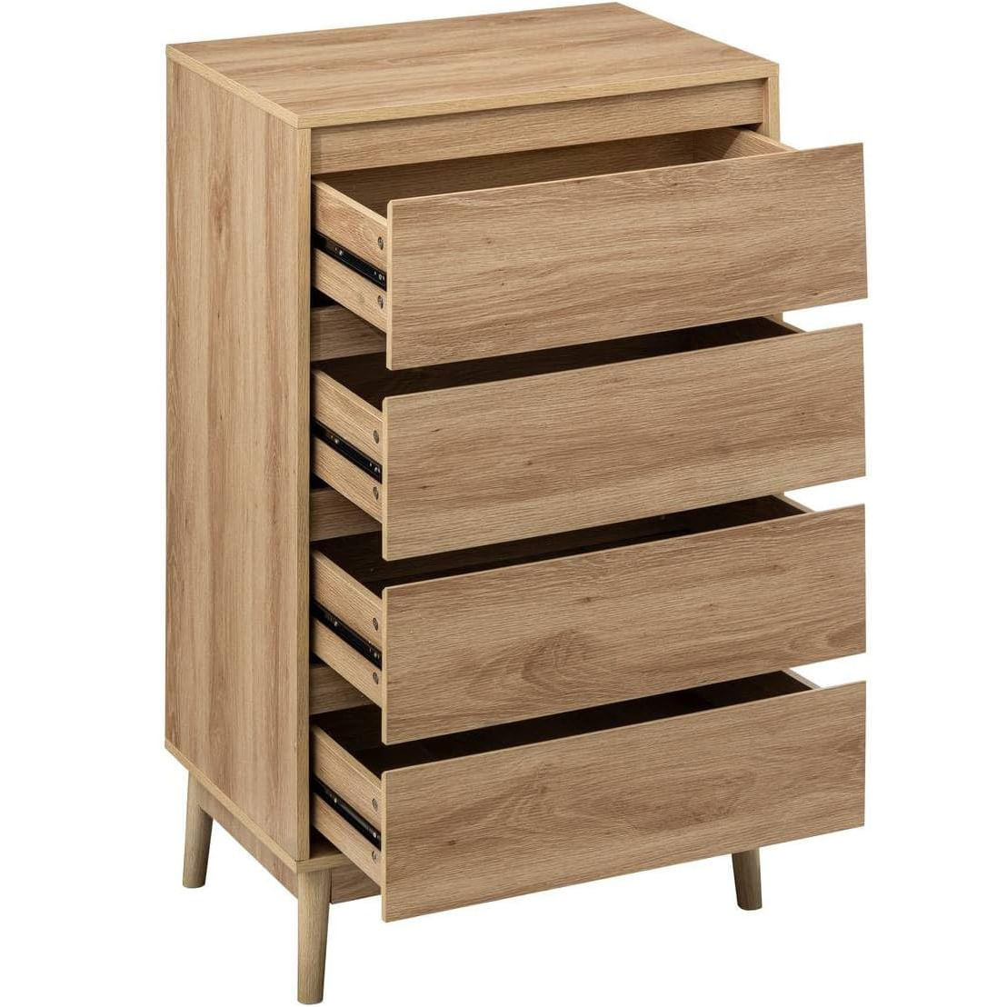 Noptiera Abana cu 4 sertare, PAL si MDF, 60x40x107 cm, bej — imaginea 4