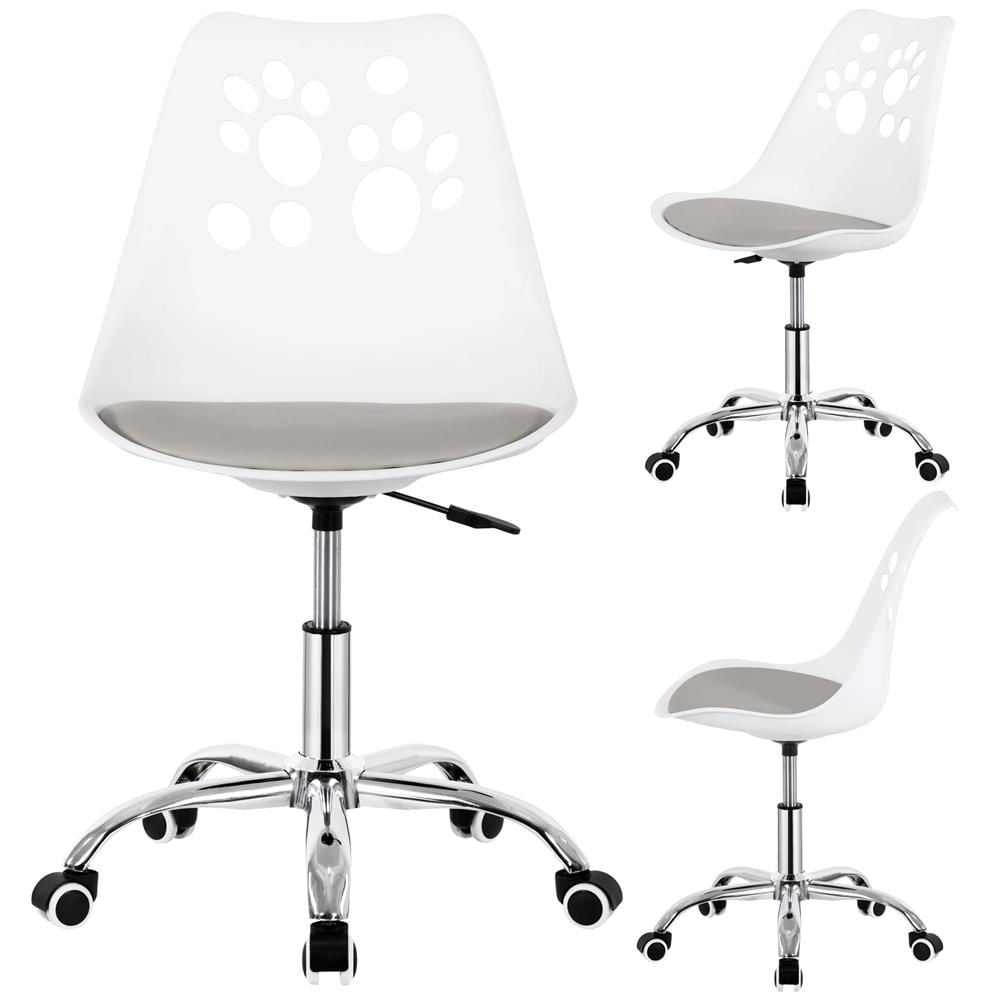Scaun birou ergonomic, cu sezut din spuma, reglabil pe inaltime, maxim 120 kg, 90x49x48 cm, alb si gri — imaginea 2