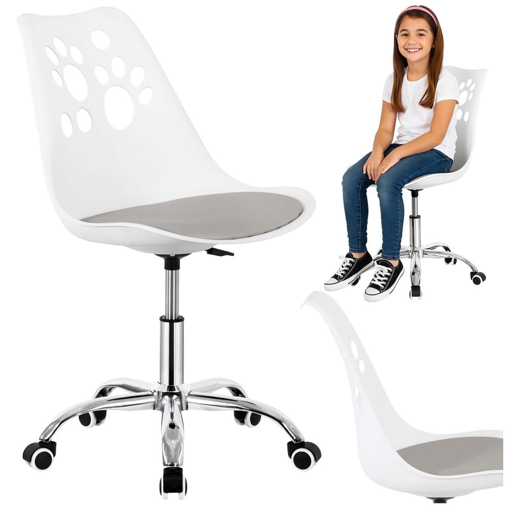 Scaun birou ergonomic, cu sezut din spuma, reglabil pe inaltime, maxim 120 kg, 90x49x48 cm, alb si gri — imaginea 4