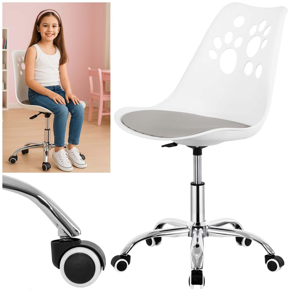Scaun birou ergonomic, cu sezut din spuma, reglabil pe inaltime, maxim 120 kg, 90x49x48 cm, alb si gri — imaginea 5