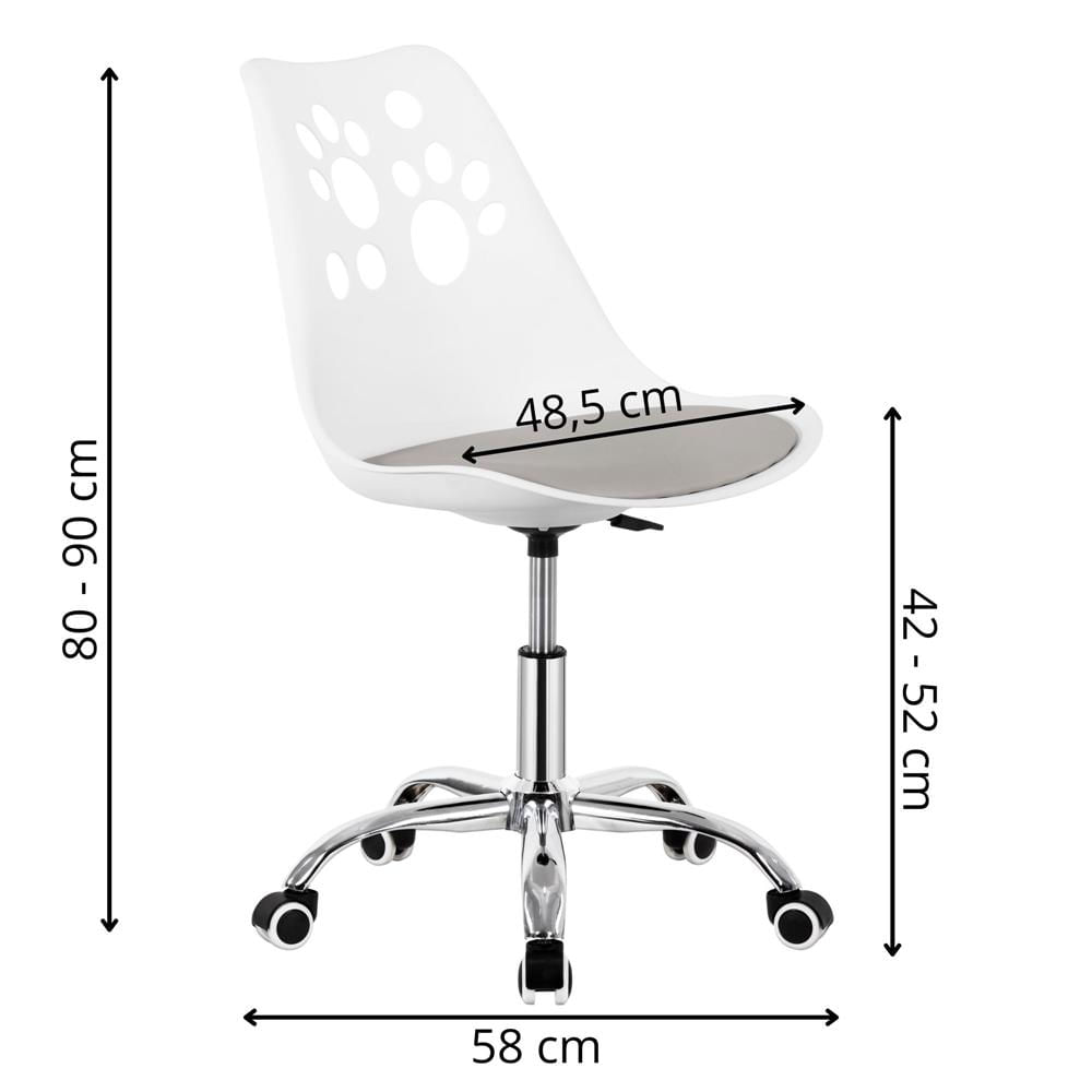 Scaun birou ergonomic, cu sezut din spuma, reglabil pe inaltime, maxim 120 kg, 90x49x48 cm, alb si gri — imaginea 14