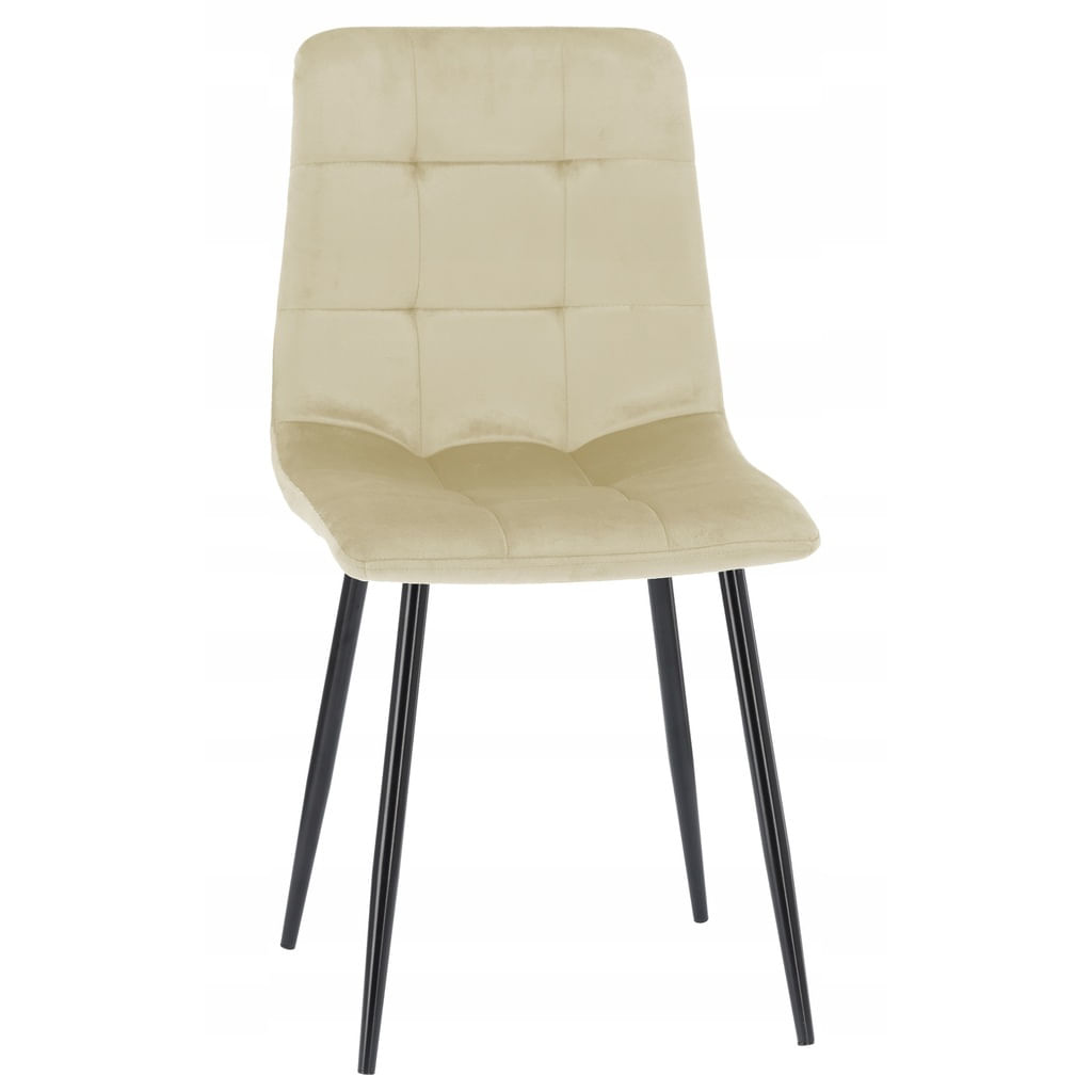 Scaun living tapitat cu catifea, spatar matlasat, 44x54x89 cm, bej — imaginea 2