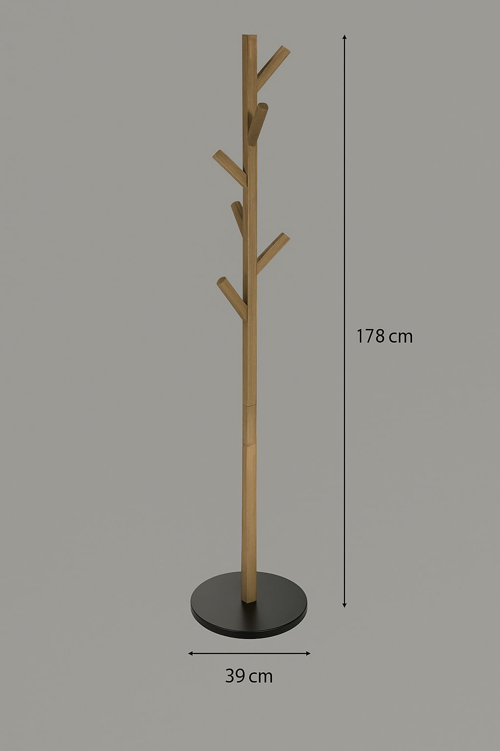 Cuier Atmosphera Wild cu 7 agatatori, lemn si MDF, 39x39x178 cm, maro — imaginea 5