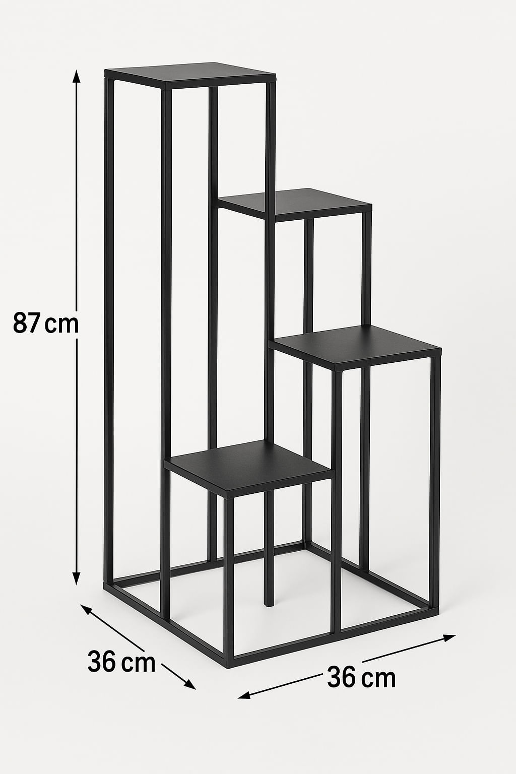 Suport plante Atmosphera cu 4 niveluri, structura metalica, 36x36x87 cm, negru — imaginea 3