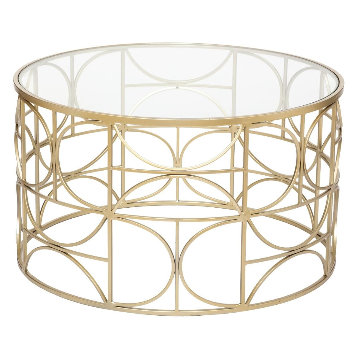 Masa cafea Atmosphera Artifice rotunda, sticla si metal, 71x41 cm, auriu — imaginea 2