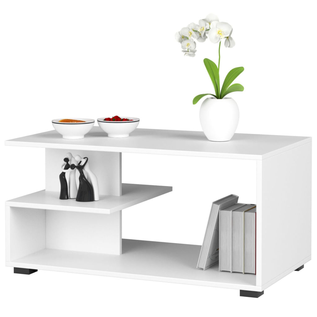 Masuta de cafea, PAL laminat, 90x51x45 cm, alb — imaginea 2