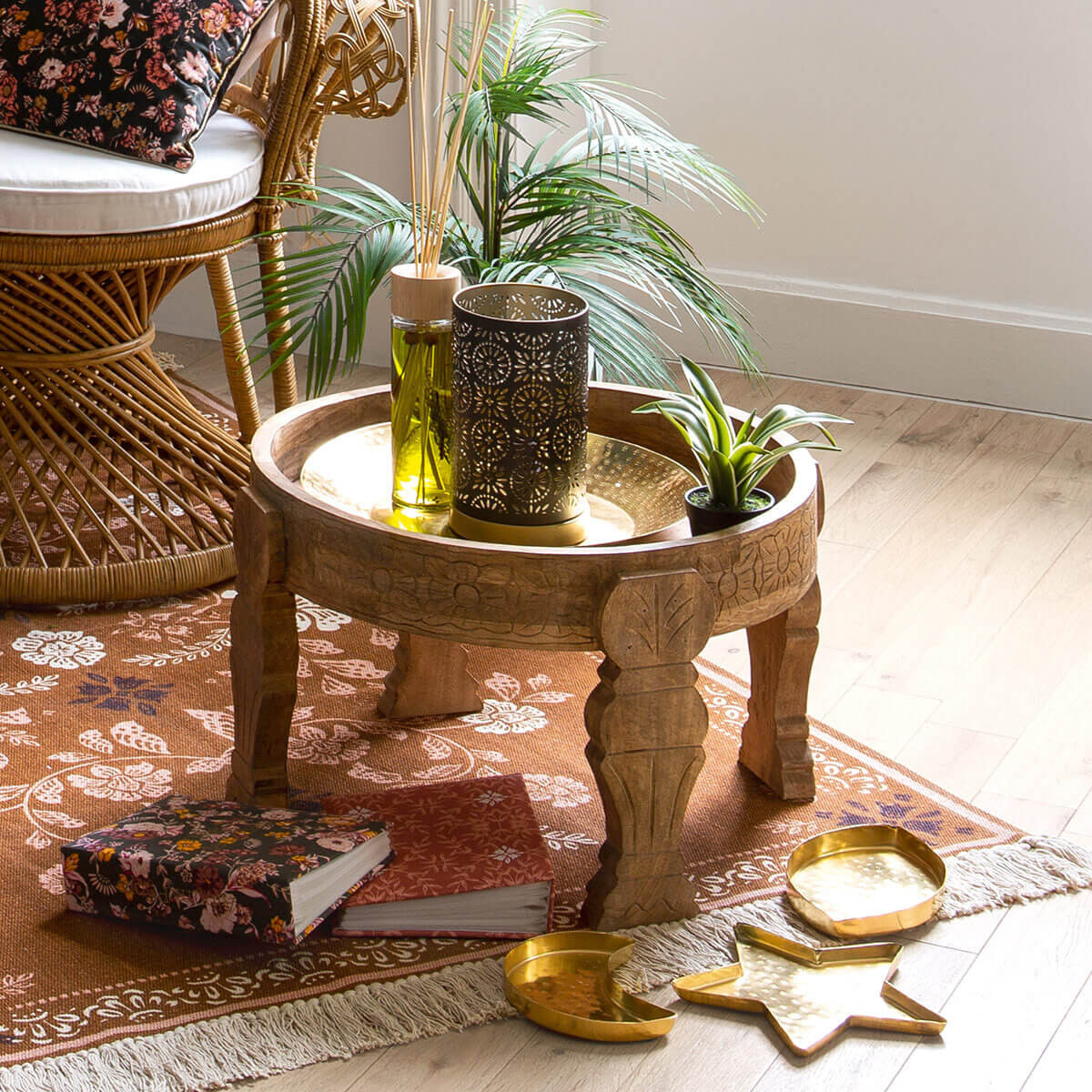 Masuta cafea rotunda Atmosphera Gypsy din lemn masiv de manguier, 51x34 cm, maro — imaginea 6